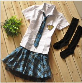 White Skirt Blue Dress Student Uniform