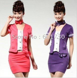 Free Shipping!2011 Women Uniform in Red ,women's Skirts Suit,