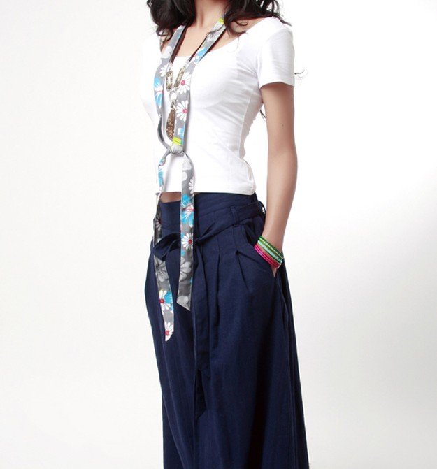 P99 Free Shipping High Quality Women's Linen Skirt Pants Casual Pants Broad Base Pants