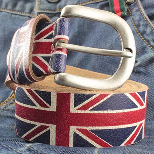 New Arrival! Guaranteed 100% Full Grain Leather Belt,Pin Buckle Belt,Flag Patterns,Retro Silver Buckle,Buckle Removable