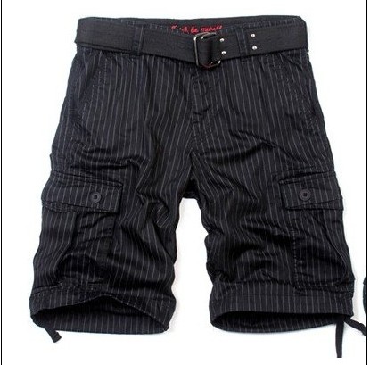 Matchic NTW 100% Cotton Particular Thick Black Lines Stripe Shorts Cargo Shorts Leisure S3572,twill Black,size:28-36,paypal