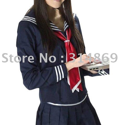 Long Sleeves School Uniform Cosplay Costume+Free Shipping