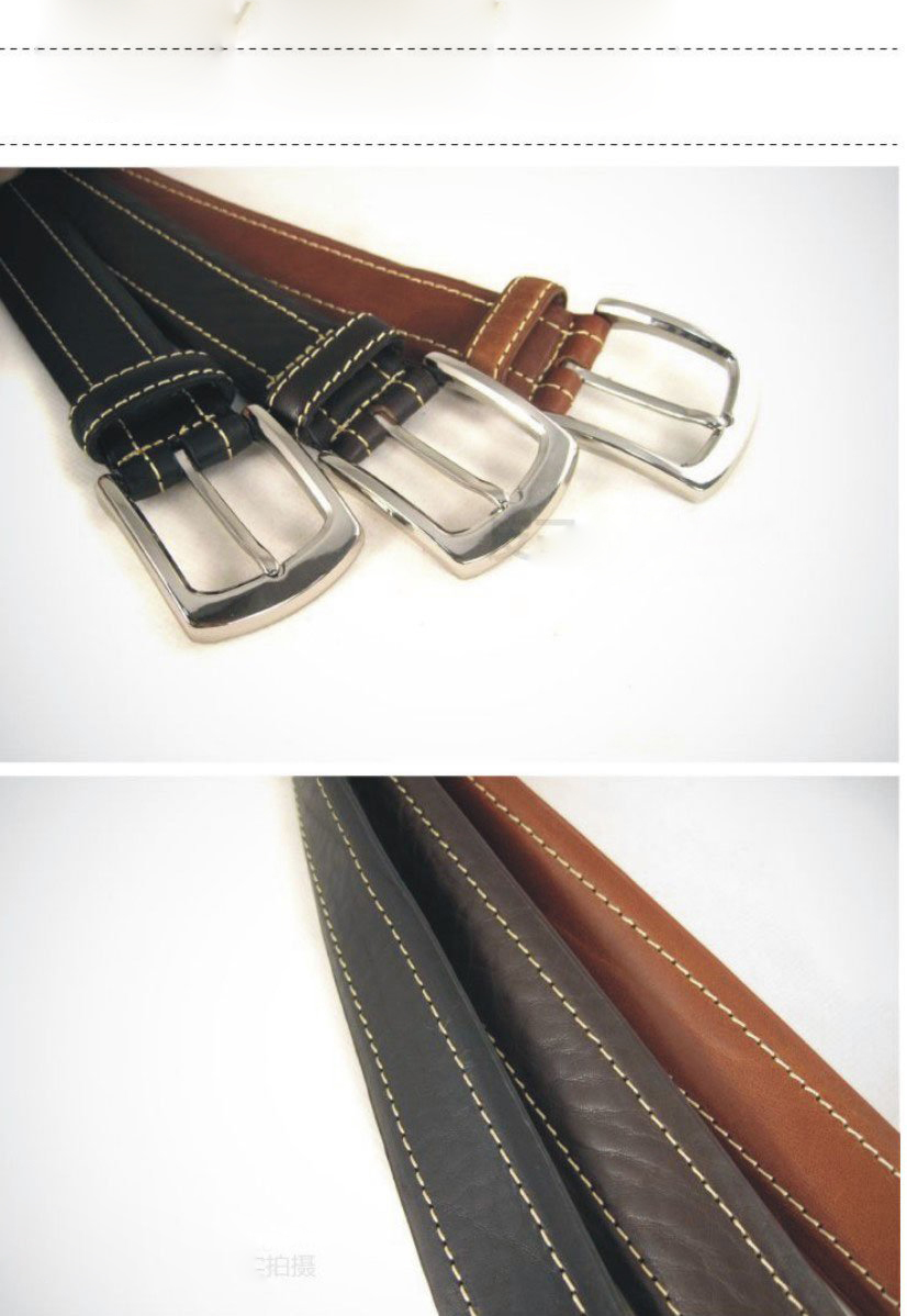 MOQ 1 PC, Fashion Stitching Leather Belt,Genuine Leather Men's Belt,Free Shipment