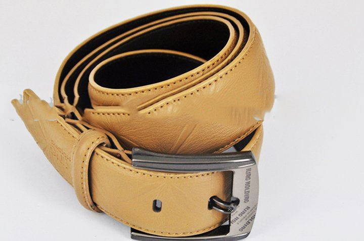 Free Shipping 100% Genuine Leather Belt, Men's Belts in Yellow