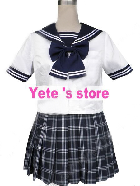 Royal Blue Short Sleeves Sailor School Uniform Cosplay Costume - Free Shipping