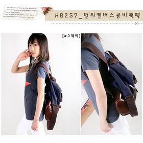 Canvas&leather Purse Backpack Shoulder Messenger Hand Bag Handbag Blue New Nwt Unisex Travel Camping Hiking School Book 3way
