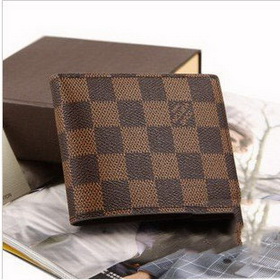 New Classic Grid Wallet Men and Women Wallet Purse Silver Wallet - Brown