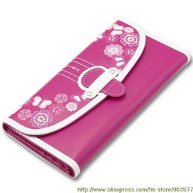The New 2011, Korean Fashion Long Ladies' Purse, Rose Red Buckle Fashion Wallet, Women Wallet, Free Shipping,