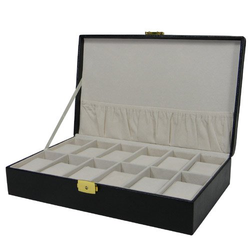 Hight Quality Leather Corduroy Alloy Button 12 Position Watch Box