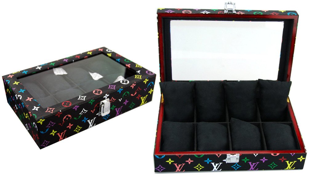 Black Color Flannel MDF Hardware Beautigul Watch Cases