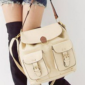 Free Shipping New Bag High Quality Nibbuns 2 WAY Bag Backpack Handbag Many Pockets Beige Bag