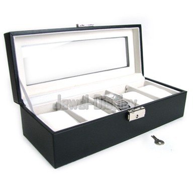 Free Shipping Deluxe 5-Grid PU Leather Watch Box Jewellery Storage Case