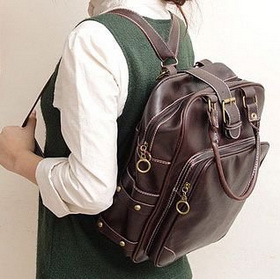 Leather Purse Messenger Bag Shoulder Bag Backpack Hand Bag Handbag Tote Light/dark Brown 3way Fashion Women Lady Popular New Nwt