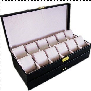 Hight Quality Leather Elegant Black Color 4.7cm Watch Case 26 Position