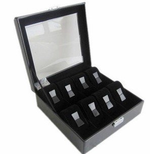Hight Quality Leather Classic Black Color 8 Position Watch Box