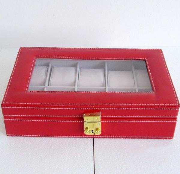 Home Decoration Corduroy Alloy Button Watch Case for 10 Watches