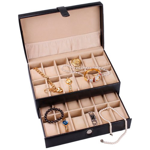 PU Leather Watch Display Box Double Layers