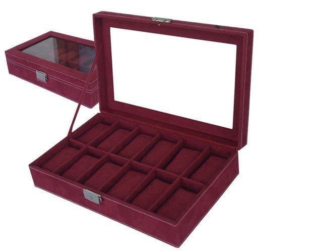 High MDF Hardware Part Flannel Rectangle Metal Bukle Watch Case