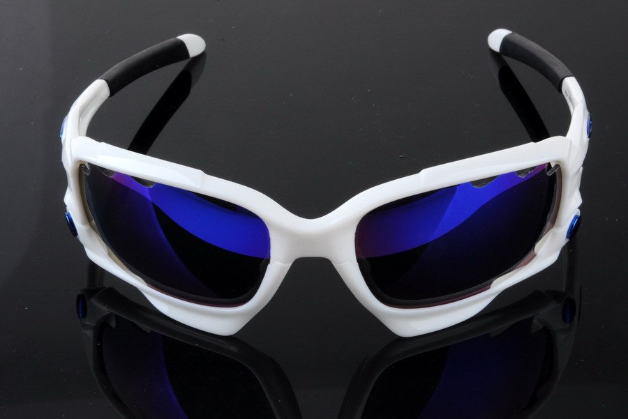 Freeshipping Mens Sports Sunglasses Men's Sunglasses White Frame Black Earsocks Blue Iridium Lens-2 Extra Pairs Exchangeable Len