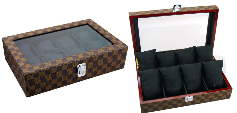 Elegant Fashion PU Leather 8 Poisitions Watch Case