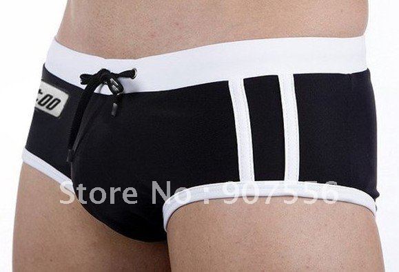 Black White Blue Men's Sexy Anti-Static Eco-Friendly 100% Polyester Swimming Trunks Swimwear Underwear