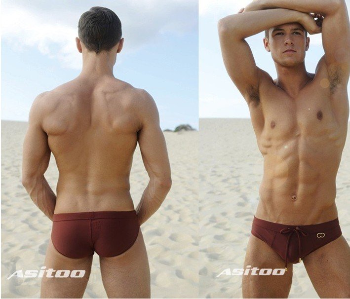 Black / Coffe Colors Men's Sexy Swim Trunks / G-String Swimwear / Waist with Rope Beachwear