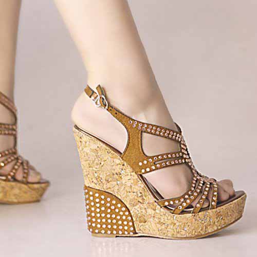 Red Ladies Fashion High Heel Wedge Shoes