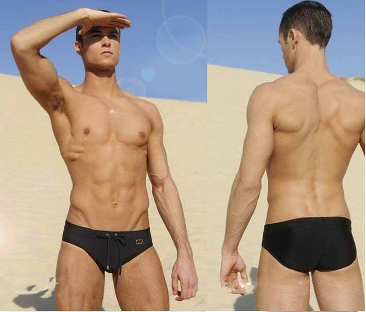 New Black / Coffe Waist with Rope Men's Sexy Swim Trunks Swimwear Beachwear Underwear