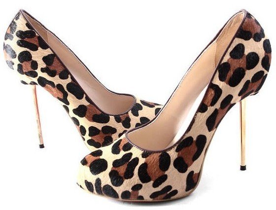 New Single with Thin Women with High Waterproof Leopard Grain Skins Bridal Shoes