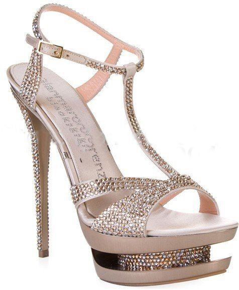 Designer Crystal Shoes Silver Crystal Platform Sandals Stylish