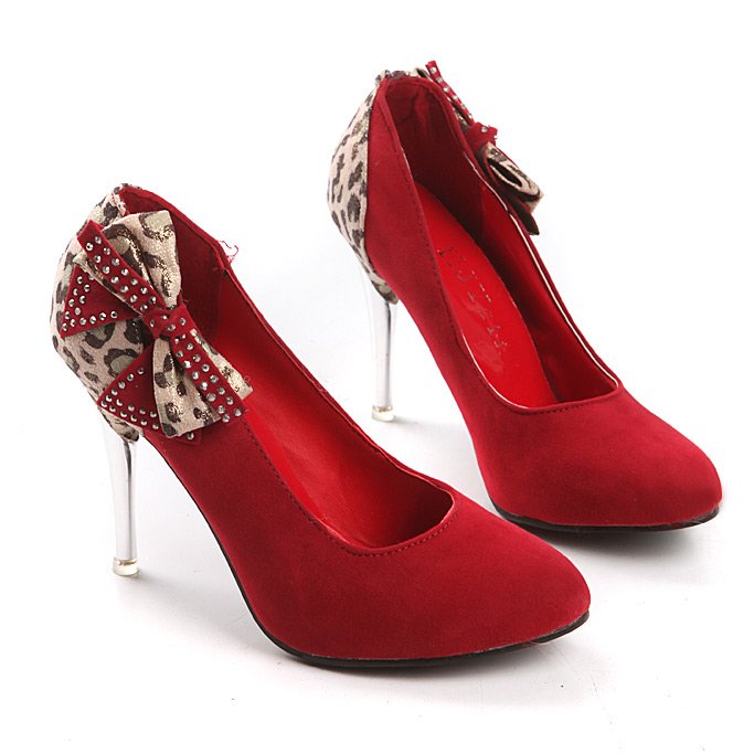 Genuine Leather Upper High Heel Closed-Toes With Bead Bowknot Dress Loafers