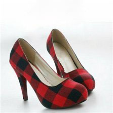 American Style Fashion Plaids Extra High Heel Round Toe Shoes
