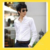 Men's Anti-Shrink Anti-Wrinkle Long sleeve Shirt(Black & White)