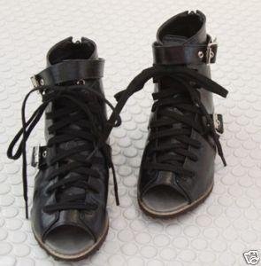 Womens Lace Up Open Toe Flat Ankle Boots Shoes