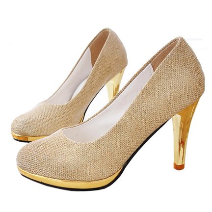 Golden High Heel Elegant Women's Favourite Evening Party Dress Loafers