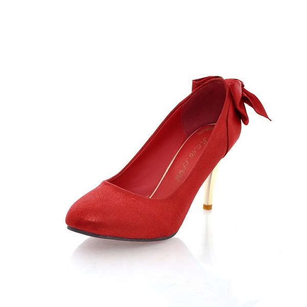 Leatherette Upper Stiletto Heel Pumps With Bowknot Wedding & Party Dress Loafers