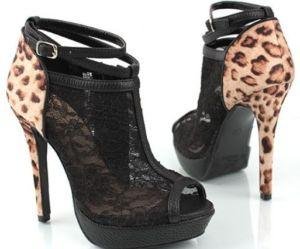 Fashion Leopard Buckle Strap Heels Ankle Boots Shoes