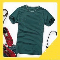 New Men's Cotton Anti-Shrink Anti-Wrinkle Thin Body Lapel Fashion Leisure Short-sleeved T-shirt