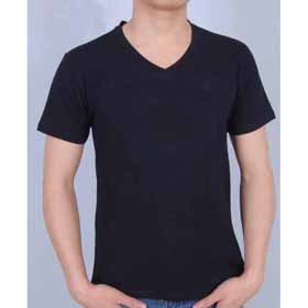 Black Color with Printing Logo V-Neck Short Sleeve Men's T-Shirts