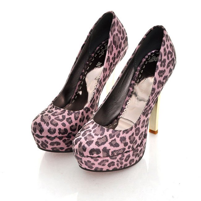 Genuine Leather Closed Toes Platform Heels Leopard Dress Loafers