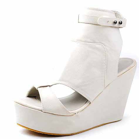 Fashion Brand Dress Shoes Sexy Pointed Toe Cut Out Wedge Heel Platform Slingbacks Sandals