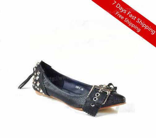 Punk Cool Style Lady's Casual Soft-Wear Rivets Head Dress Loafers
