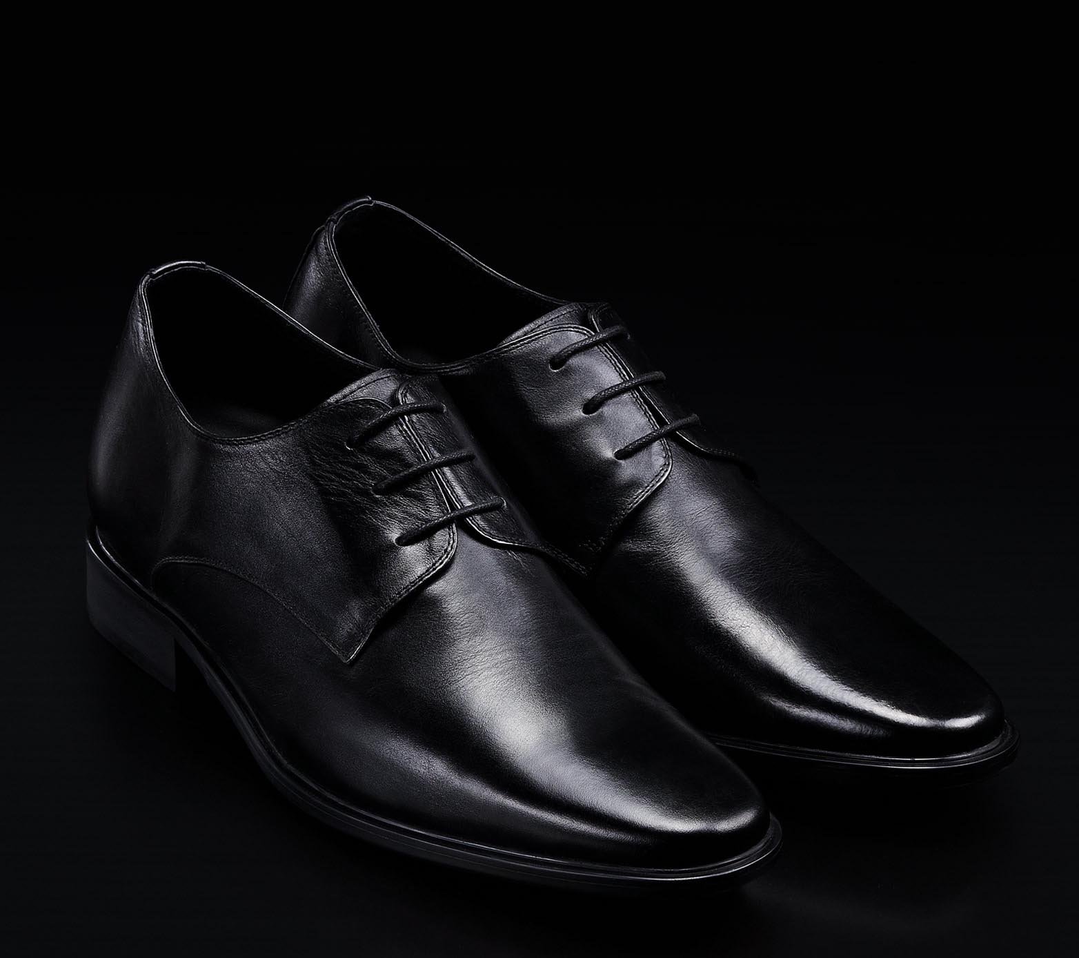 Black Dress  Men's 100% Cow Hide Leather Height Increasing Shoes