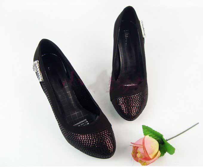 Free Shipping New Shallow Mouth Nightclubs Fashion Sequins High-heeled Bridal Shoes