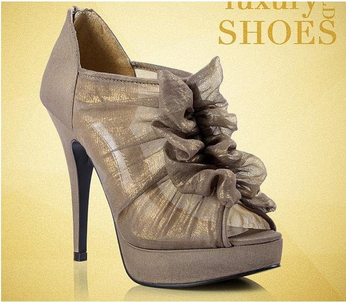 Ladies Lace Upper Sexy Women High Heel Platform Shoes