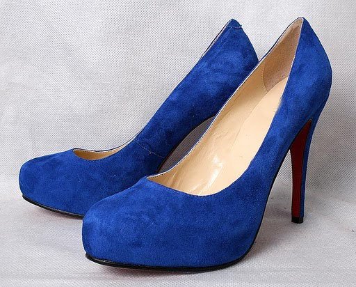 Genuine Leather Closed Toes High Heel with Blue Women's Bridal Shoes