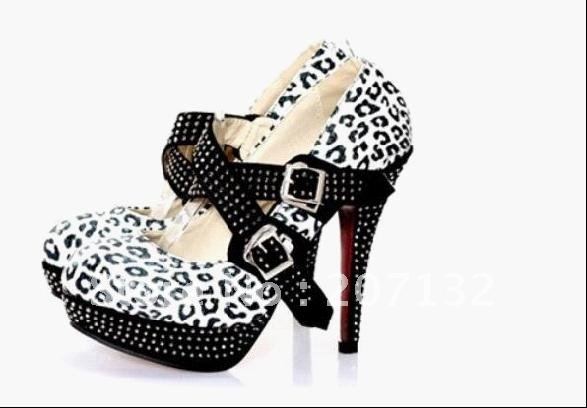 Diamond Platform Leopard Pattern High Heels Women's Bridal Shoes