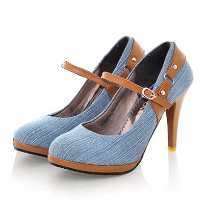 High Heel Fashion Jean Belt Buckle Dress Loafers