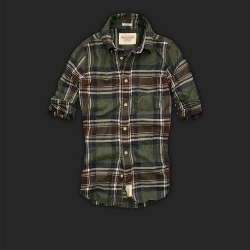 Slim Army Green Check Pattern Short Sleeves Men's Shirts