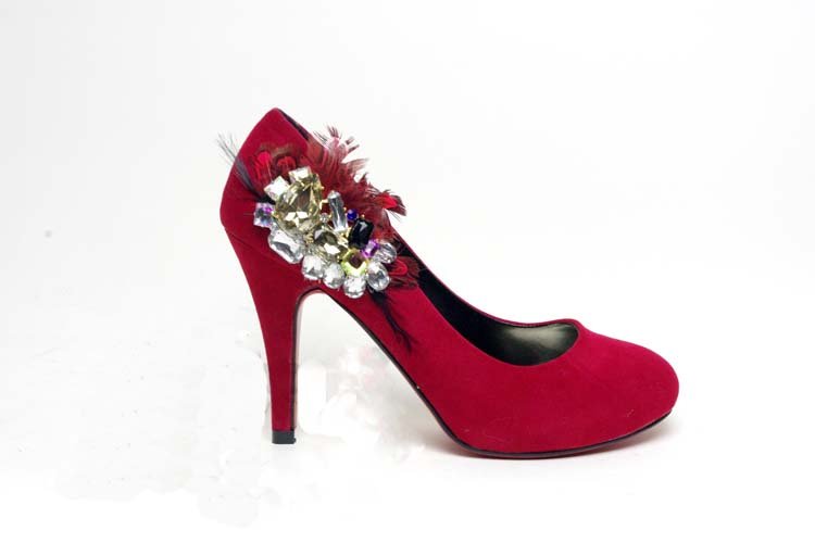 100% Handwork Closed Toes Crystal Bead Alongside Women's Bridal Shoes